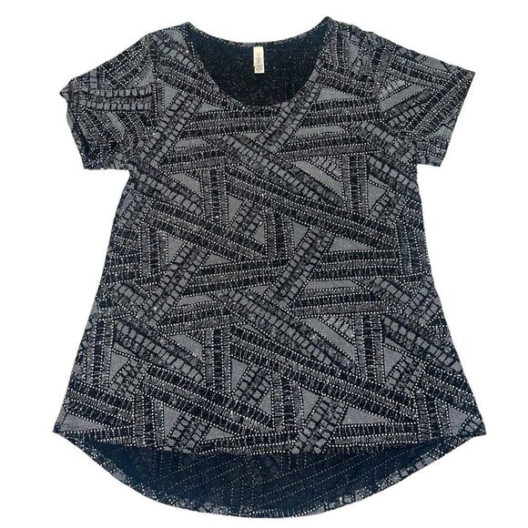 Vintage LuLaRoe Black Metallic Sparkle Art Deco Elegant Classic Tee XL - Picture 2 of 10